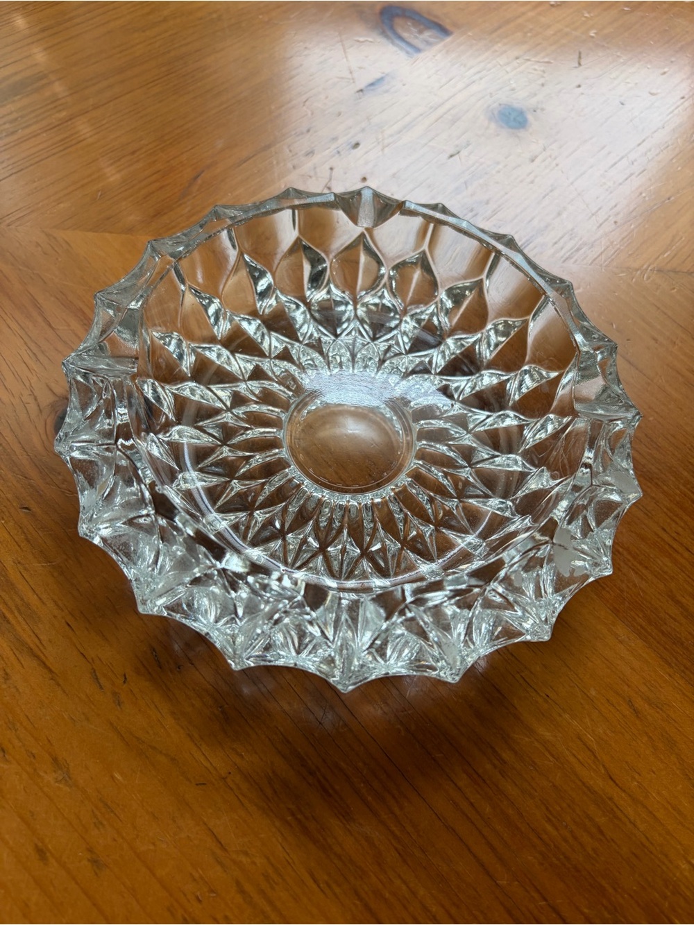 Vintage Mid-Century Cut Crystal Starburst Ashtray / Catchall Bowl